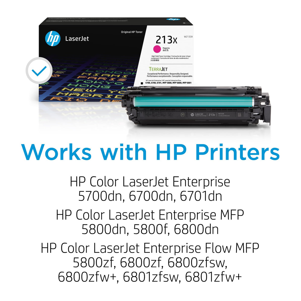 HP 213X W2133X, Magenta, Cartucho Tóner de Alta Capacidad Original, de 6.000 páginas, para impresoras HP Laserjet Enterprise 5700, 5800, 6700, 6701, 6800, 6801