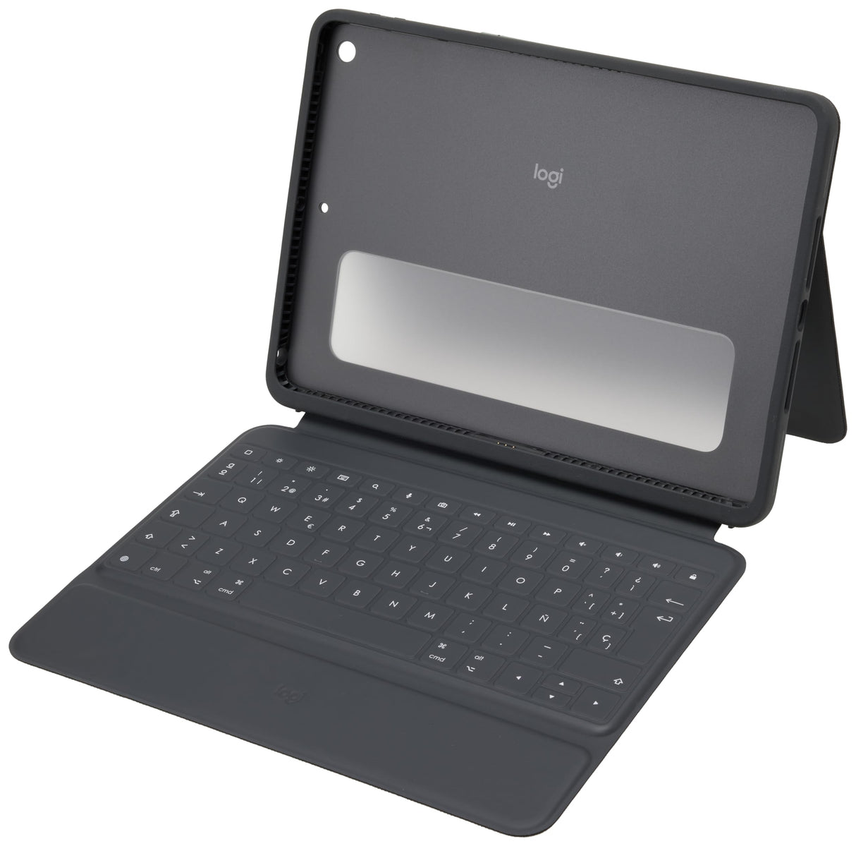 Logitech Rugged Folio para iPad (7.ª, 8.ª y 9.ª generación) Funda con teclado protectora, Disposición QWERTY Italiano - Negro