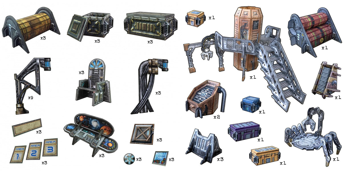 Battle Systems Terreno de Ciencia ficción - Terreno Espacial Modular 3D de 28 mm Juegos de Guerra y Juegos de rol - Modelos de construcción de Varios Niveles Impresos a Todo Color 3D