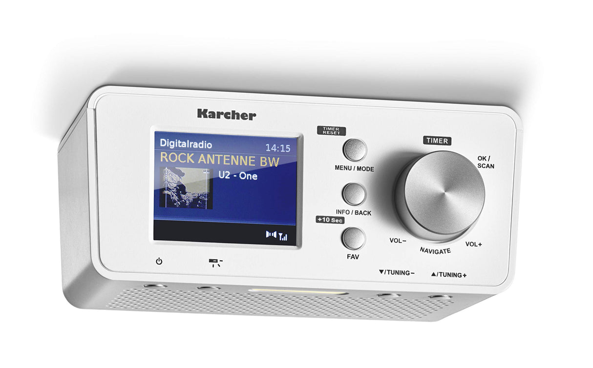 Karcher RA 2035D - Radio con Radio Dab+ / FM (20 emisoras Cada una) y Bluetooth, Despertador (Alarma Dual), Temporizador de Cuenta atrás - luz LED