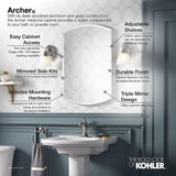 KOHLER, Botiquín de baño, Puerta única con Espejo, Bordes biselados, Aluminio anodizado