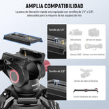 NEEWER 79"/2m Trípode Video Cámara con Cabezal Fluido, Soporte Trípode Resistente Aluminio Liberación Rápida con Placa QR Compatible con Canon Nikon Sony DSLR Videocámara, Carga MAX 17,6 LB, LL38