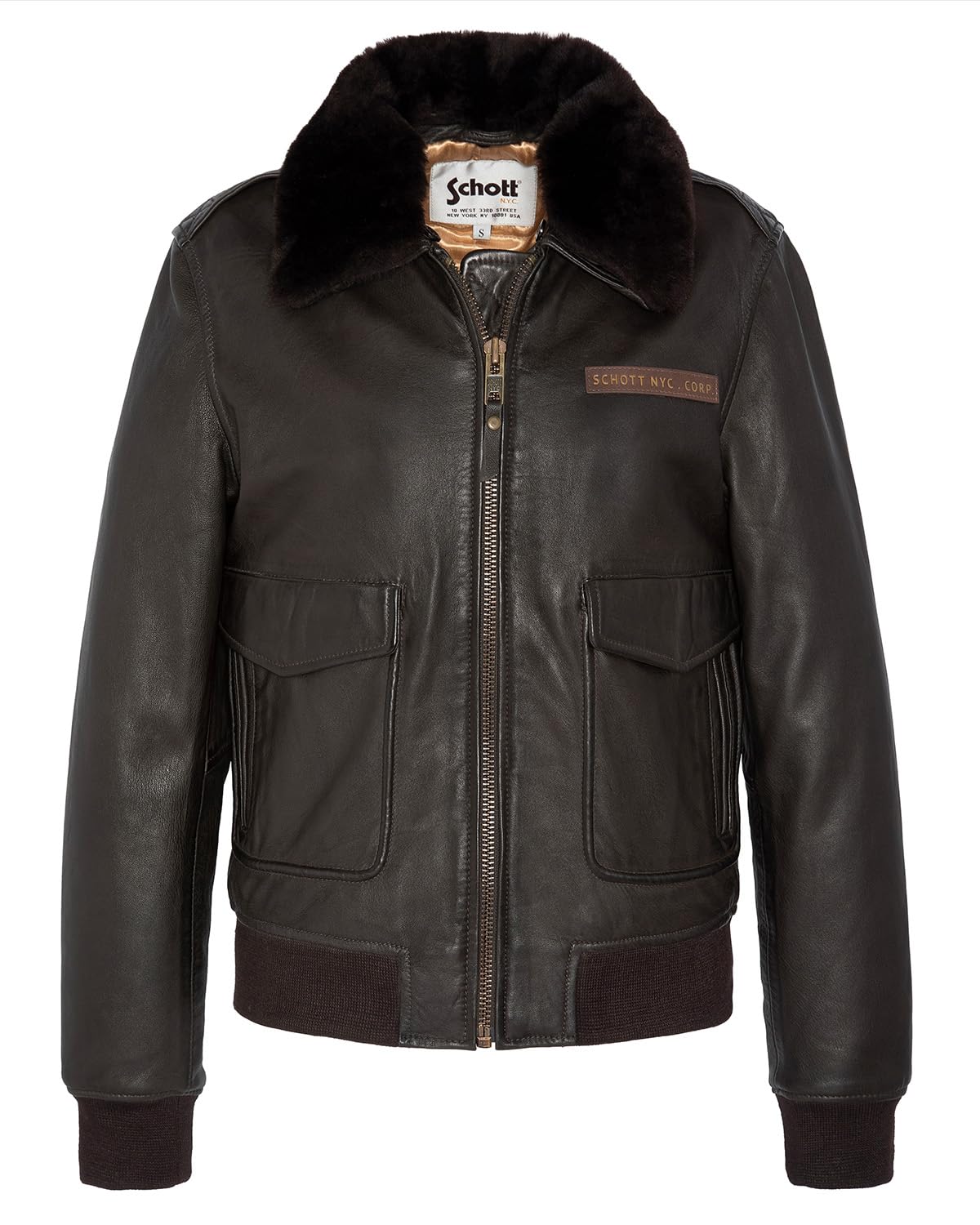 Schott NYC Lcwlisax Chaqueta de Cuero, marrón Oscuro, L para Mujer