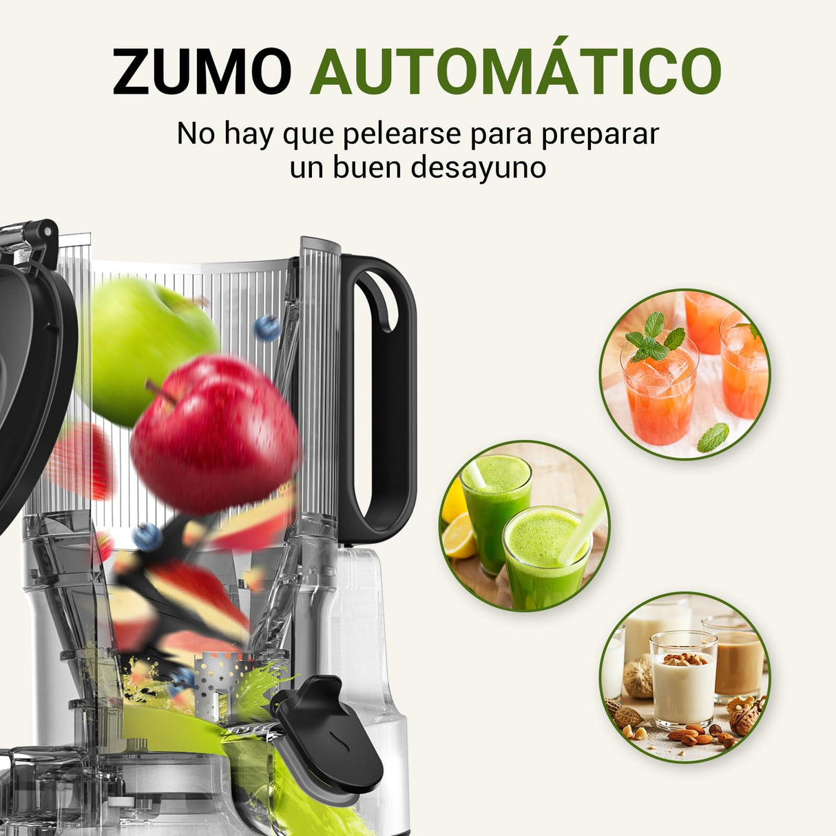 AMZCHEF Extractor de Zumos y Verduras Automático, 135MM Apertura y 1.8L Capacidad Licuadora para Verduras y Frutas Entera, 250W Licuadora Prensado en Frio Lento con Triple Filtro - Rojo