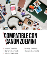 Canon Zink™ Papel Fotográfico Adhesivo 5x7,6 cm (100 Hojas) - Imprime Fotos desde tu Móvil para Pegatinas Personalizadas