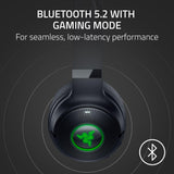 Razer Kraken Kitty V2 BT - Auriculares inalámbricos Bluetooth RGB con Orejas de Gatito para Juegos y Streaming (325g, Triforce de 40mm, Bluetooth 5.2, micrófonos con cancelación de Ruido) Negro