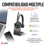 Auricular inalámbrico y soporte de carga Poly Voyager 4310 UC - Auricular Bluetooth monoaural con micrófono de brazo con cancelación de ruido - Conéctalo a PC/dispositivo móvil - Teams (certificado)