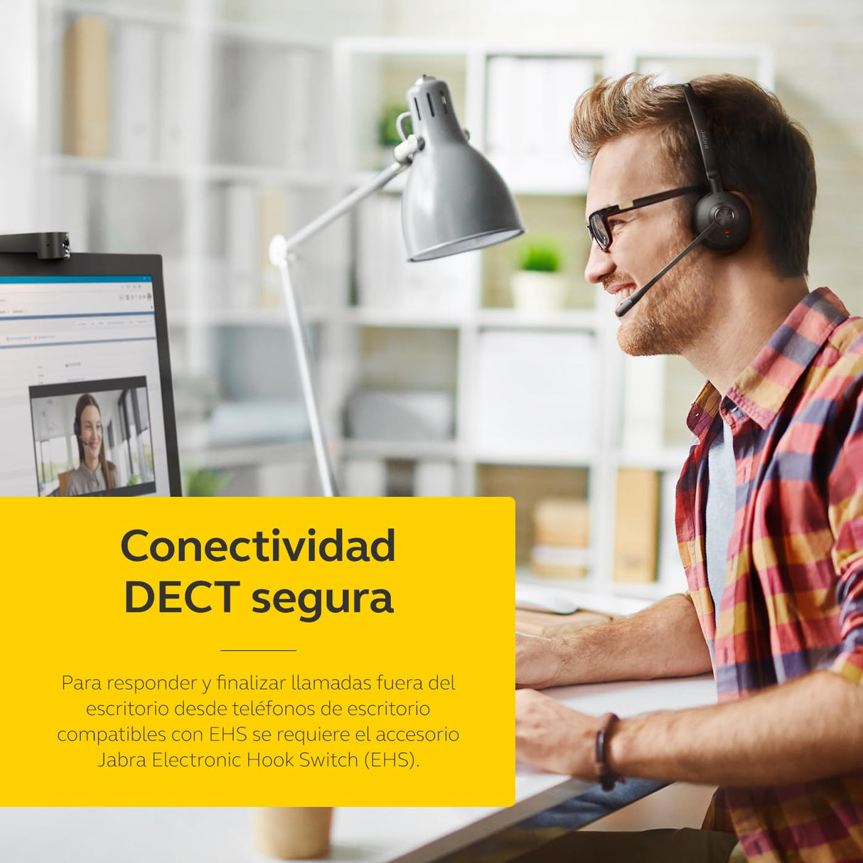Jabra Engage 75 SE - Auriculares inalámbricos Bluetooth USB-A a USB-C Ideales para oficinas ruidosas, tecnología de micrófono Avanzada, Base de Carga, se Conecta a Dos Dispositivos
