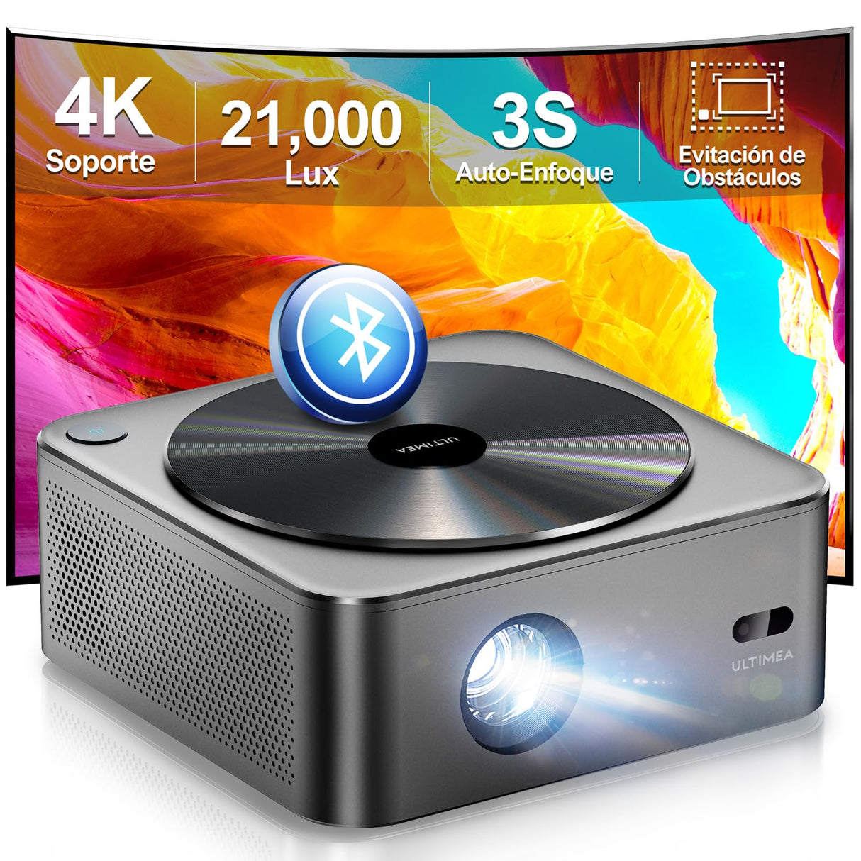 ULTIMEA Proyector Full HD 1080P Nativo con Auto Focus/Keystone, Proyector 4K Supporto Cine en Casa 21000Lux, Proyector 5G WiFi Bluetooth, Proyectores Cinema para iOS Android Phone/TV Stick/Laptop