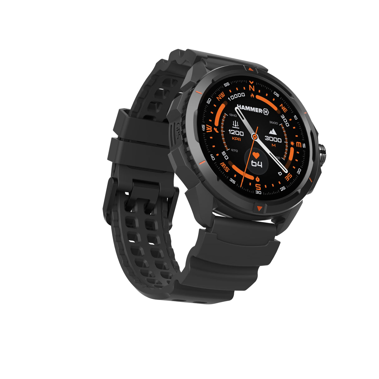 Hammer Watch 2 smartwatch, Pantalla AMOLED+ Gorilla Glass, GPS, 530 mAh, hasta 13 días de Funcionamiento, Modo Deportivo, Linterna integrada, Robusto, Apto para Uso en Exteriores