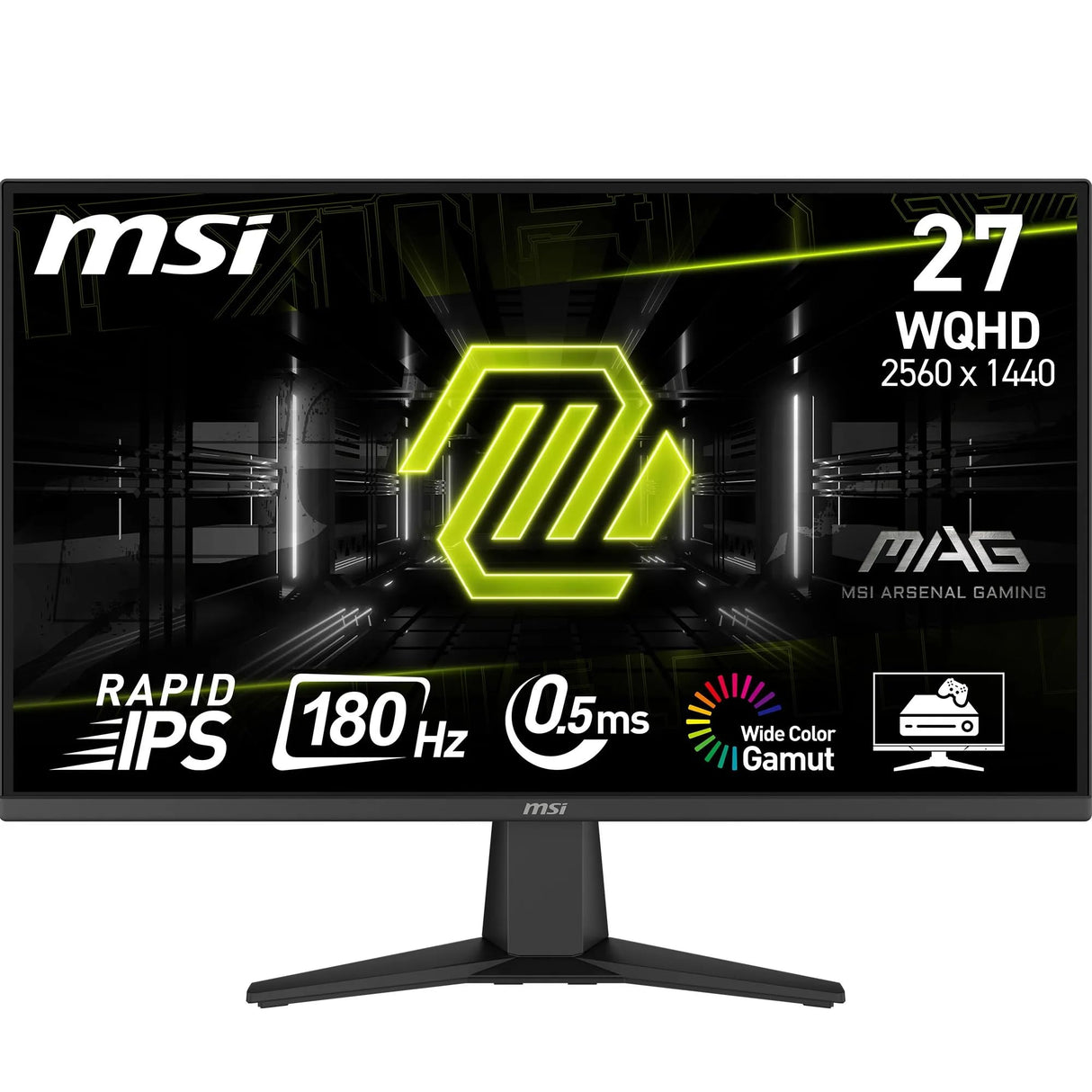 MSI mag 275QF Monitor Gaming Plano WQHD (2560x1440) Panel IPS rápido¡, 180Hz / 0.5 m (GtG, mín.), 1 ms (MPRT) 16:9, HDR Ready, 300 nits, Negro