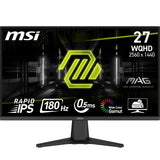 MSI mag 275QF Monitor Gaming Plano WQHD (2560x1440) Panel IPS rápido¡, 180Hz / 0.5 m (GtG, mín.), 1 ms (MPRT) 16:9, HDR Ready, 300 nits, Negro