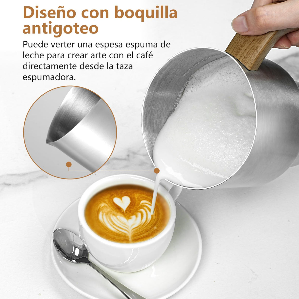 AMZCHEF 8-IN-1 Espumador de Leche Electrico 550 W | 600ml Calentador de Leche para Espumar Leche Caliente y Fría, Leche Caliente, Leche con Chocolate, Comida para Bebé a Base de Leche | Negro