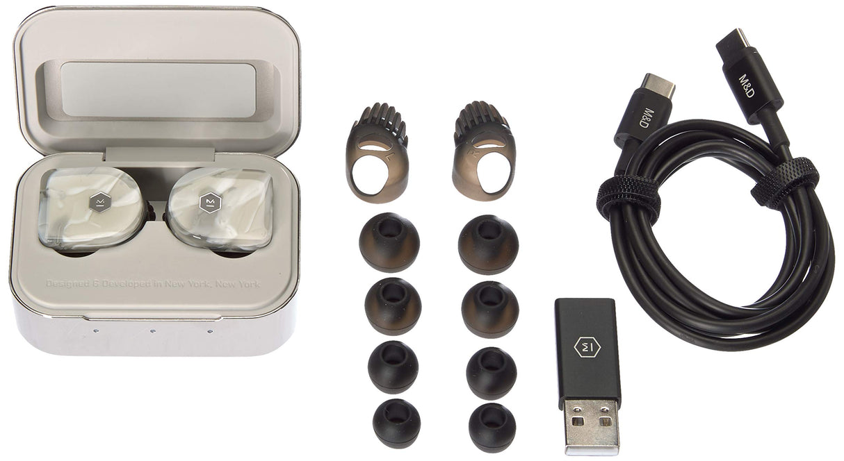 Master & Dynamic MW07 True Wireless - Auricular inalámbrico, Color white marbel