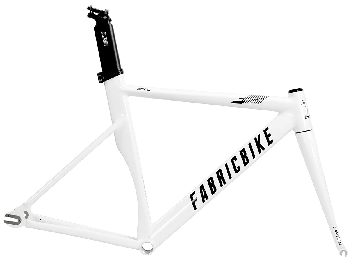FabricBike Aero - Cuadro para Bicicleta Fixie, Fixed Gear, Single Speed, Cuadro de Aluminio y Horquilla de Carbono, 5 Colores, 3 Tallas, 2,145g (Talla M) (Glossy White & Black, M-54cm)