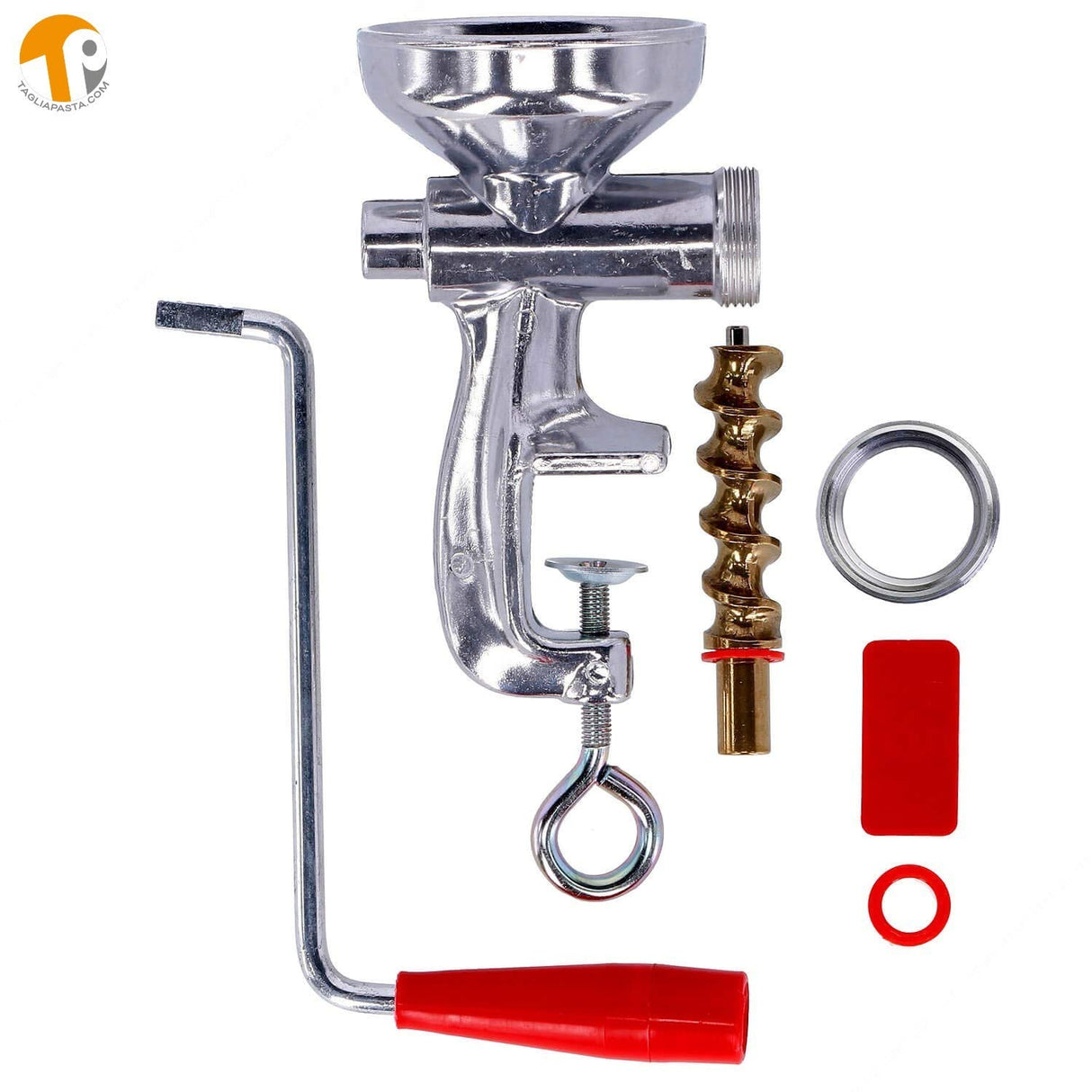 Máquina de Hacer Pasta Fresca con Virola en Aluminium | 5 Trefiladores de latón para Espaguetis, Macarrones, Bucatinis, Caserecces y Espaguetis alla chitarra