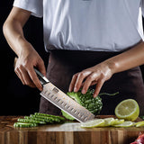 SHAN ZU Cuchillo Nakiri Damasco de Cobre y Acero 33 capas, Cuchillo de Cocina Damas, Cuchillo para Verdura Japonés Forjado a Mano con Mango de Madera de Arce - VENUS Series