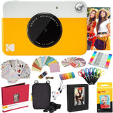 KODAK Printomatic Cámara instantánea (Amarilla) Paquete Todo Incluido con Papel fotográfico Zink (20 Hojas) y Mucho más.