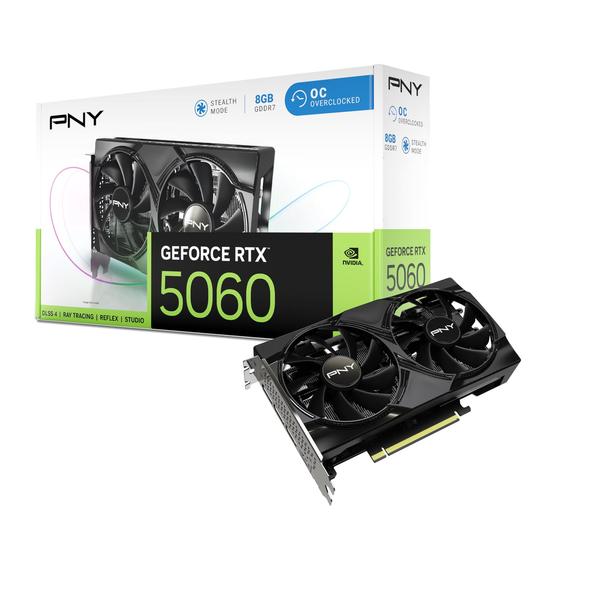 PNY Tarjeta Gráfica GEFORCE RTX™ 5060 8GB Overclocked Dual Fan DLSS 4