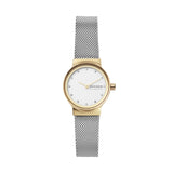 Skagen Freja reloj para mujer, movimiento de cuarzo con correa de acero o piel, Tono plateado y tono dorado, 26MM