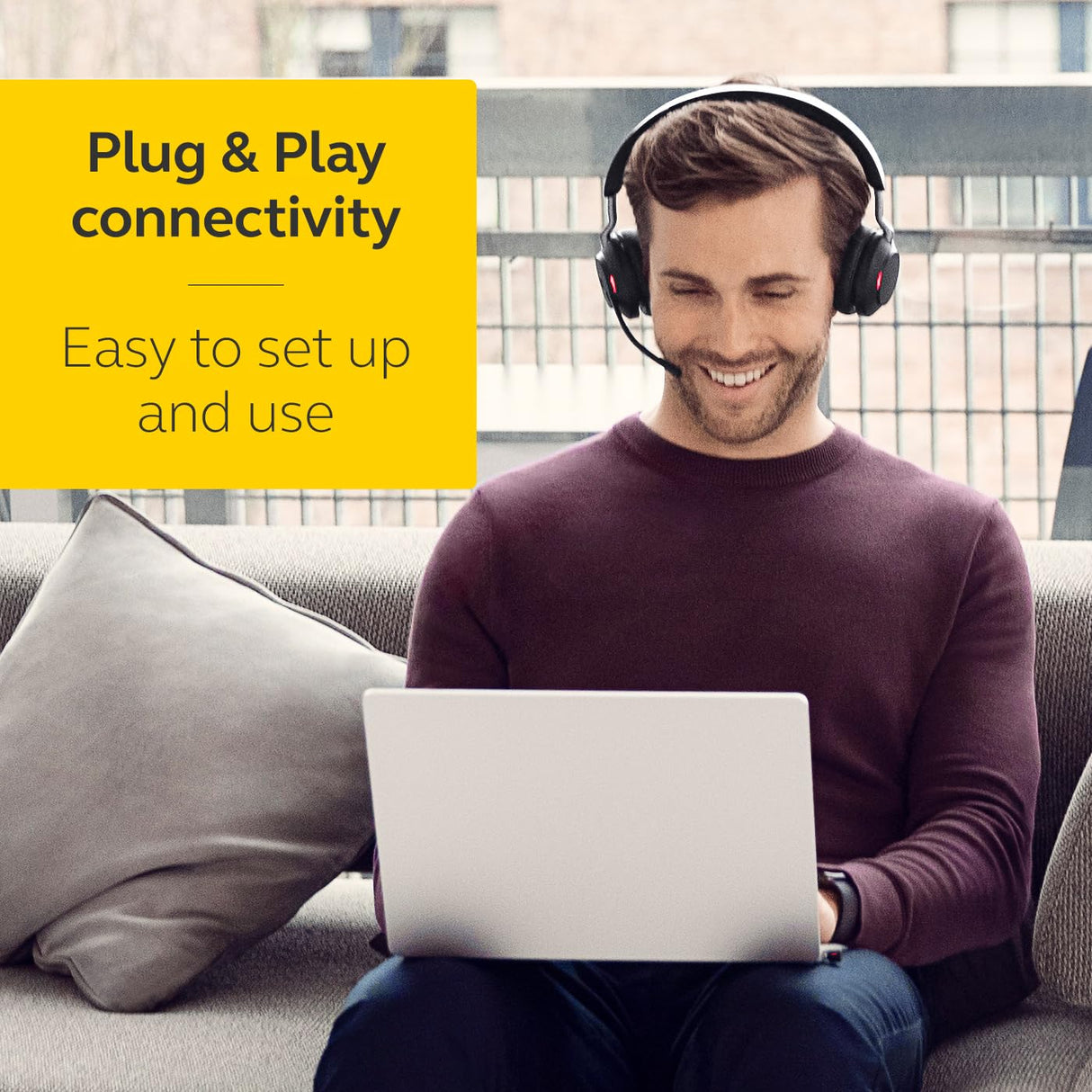 Jabra Evolve2 65 Auriculares Inalámbricos Estéreo PC con Soporte de Carga - Certificados para plataformas UC - Batería de Larga Duración - Adaptador Bluetooth USB-A - Negro