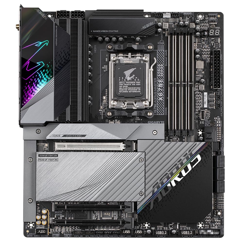 GIGABYTE X670E AORUS Master Placa Base - Compatible con AMD Ryzen 9000 Series CPUs, 16+2+2 Phases Digital VRM, up to 8000MHz DDR5 (OC), 2xPCIe 5.0 + 2xPCIe 4.0 M.2, Wi-Fi 6E, 2.5GbE LAN