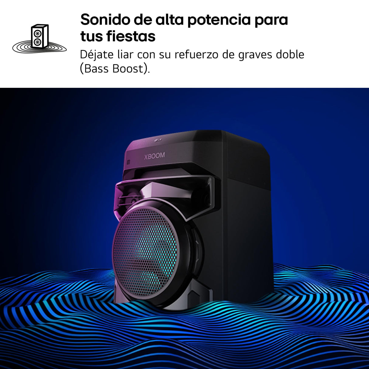 LG XBOOM RNC2, Altavoz de Gran Potencia, 80W, la Bestia, 2 Altavoces, Bluetooth 4.2, USB, Conexión Auxiliar RCA, iluminación LED y entradas para micrófono, Gris Oscuro