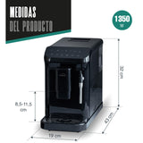 LACOR - 69435 - Cafetera Automática Sabore, Café Recién Molido, Sistema AutoClean, 15 Niveles de Molienda, Vaporizador Incluido