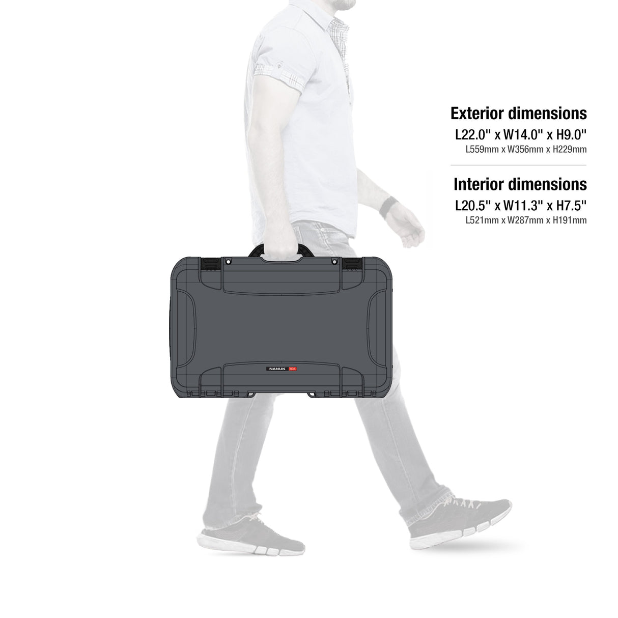 Nanuk 935 - Funda rígida Impermeable con Ruedas y Divisor Acolchado, Color Grafito
