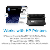 HP 147X W1470X, Negro, Cartucho Tóner de Alta Capacidad Original, de 25.200 páginas, para impresoras HP LaserJet Enterprise M611dn, M612dn, Flow MFP M635z, Flow MFP M636z, M635h MFP y M636fh MFP