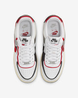 NIKE Air Force 1 Shadow, Sneaker Mujer, White Gym Red Black Metallic Silver, 41 EU