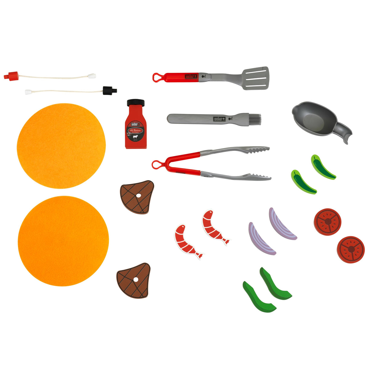Theo Klein 9445 Barbacoa Weber Genesis de Madera I Incluye Insertos para Filete, Pizza o Verduras, con muñecos de Comida y Cubiertos para Barbacoa, Juguete para niños a Partir de 3 años