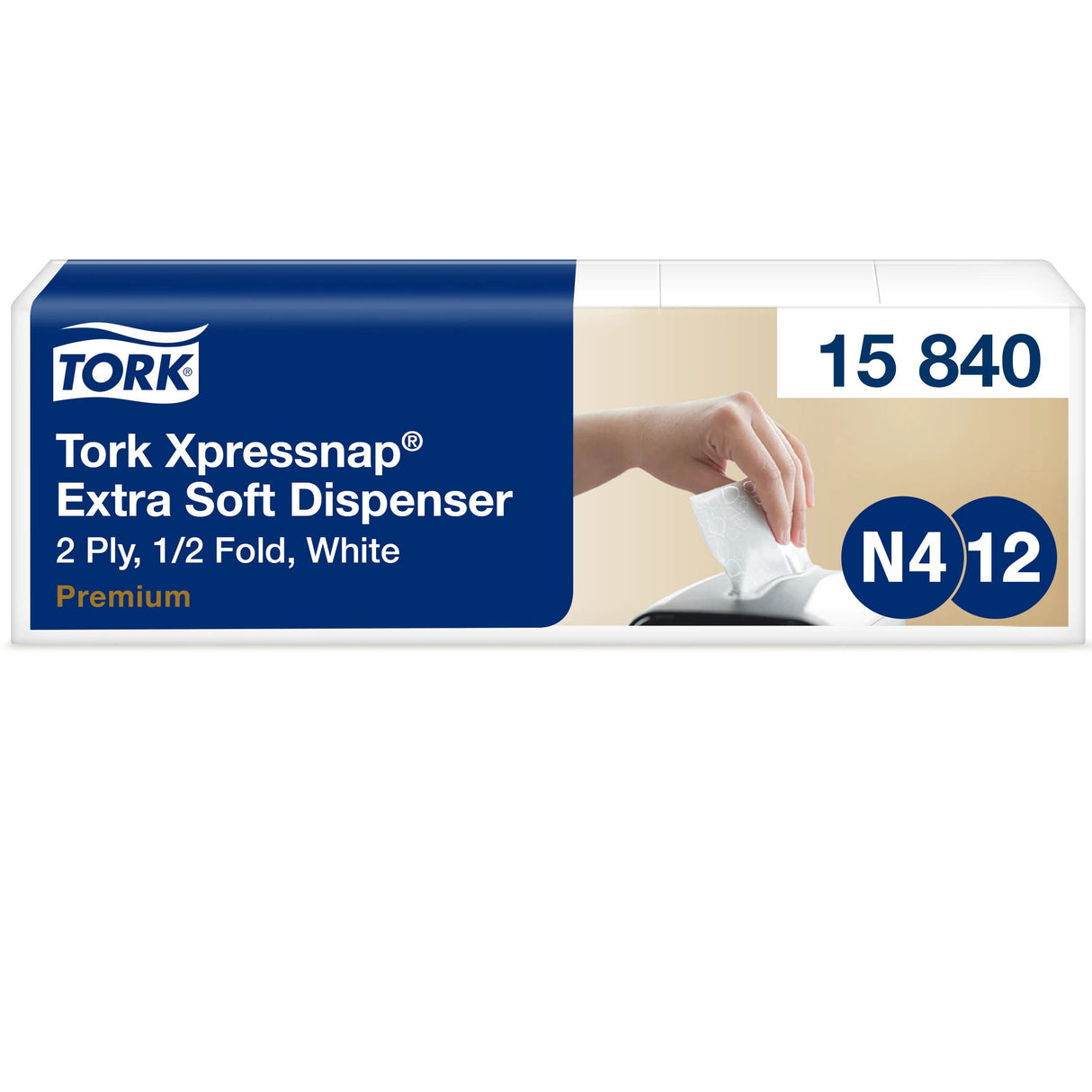 Tork Xpressnap 15840 Servilleta extrasuave/Recambios para el sistema N4 servilletero/Blanco, 8 x 500 Servilletas