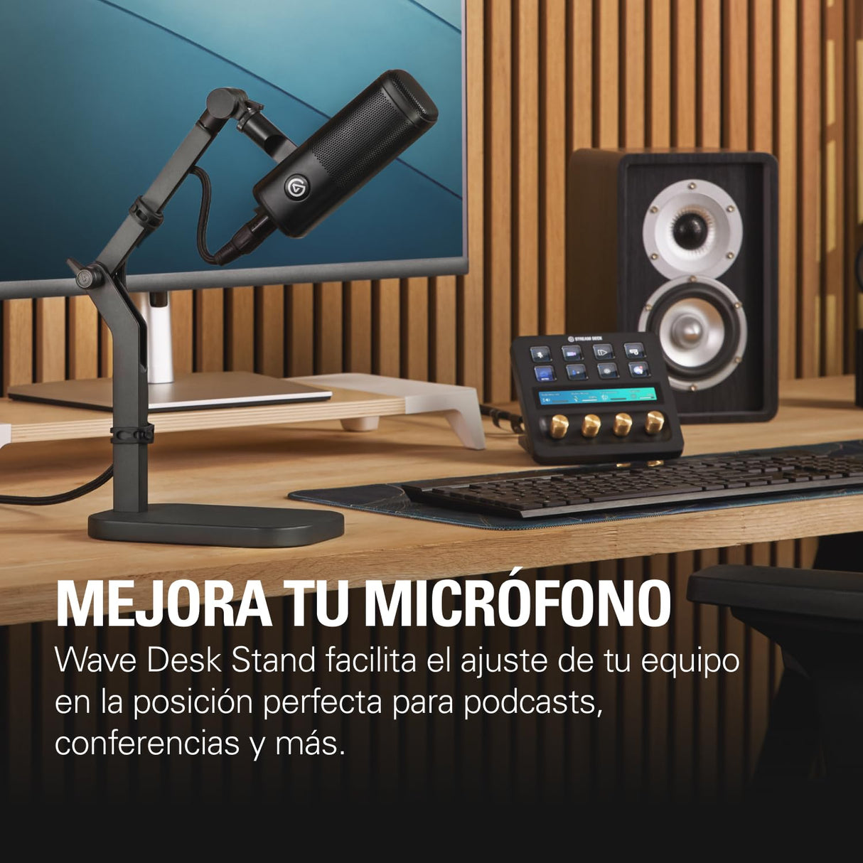 Elgato Wave Desk Stand - Soporte Ajustable para Micrófonos, Compatible con Elgato, HyperX, Rode, Fifine, Shure y más, Compatible con Rosca 1/4, 3/8 & 5/8, Para Grabación/Podcasting/Streaming