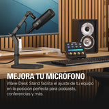 Elgato Wave Desk Stand - Soporte Ajustable para Micrófonos, Compatible con Elgato, HyperX, Rode, Fifine, Shure y más, Compatible con Rosca 1/4, 3/8 & 5/8, Para Grabación/Podcasting/Streaming