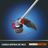 WORX Cortabordes y desbrozadora Nitro 38cm 40V (2x20V) | PowerShare | Motor sin escobillas | WG186E.1-2 baterías 4Ah| Cargador | 2 en 1 | Doble Hilo