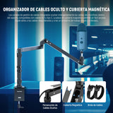NEEWER Soporte Escritorio con Mic Brazo Perfil Bajo con Amortiguación, 360° Brazos Articulados Giratorios con Poste Elevado y Canales Gestión Cables para Micrófono, Podcast, Streaming, Zoom, MST002