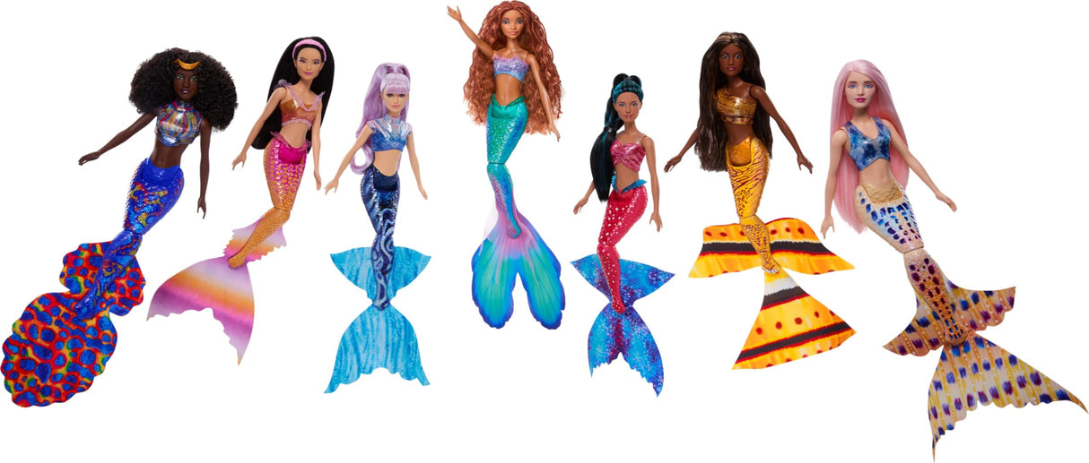 Mattel Disney La Sirenita Pack 7 hermanas Muñecas sirenas con pelo largo, juguete +3 años (HPT16)