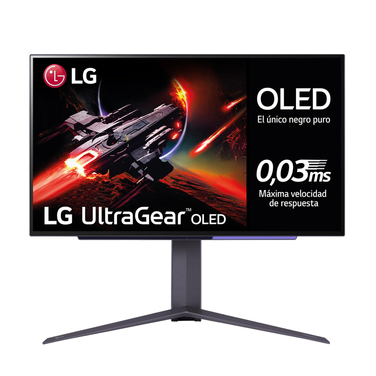 LG 27GR95QE-B - Monitor Ultragear Gaming 27 Pulgadas, OLED: 2560x1400, 16:9, 200cd/m², 1.5M:1, 0.03ms, 240Hz, DCI-P3 superior al 90%, HDR10, HDMI 2.1x2, DPx1, USB-Ax3, AMD FreeSync Premium, Negro