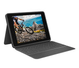 Logitech Rugged Folio para iPad (7.ª, 8.ª y 9.ª generación) Funda con teclado protectora, Disposición QWERTZ Alemán - Negro