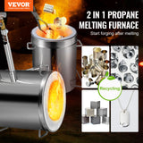 VEVOR Forja de Propano de Acero Inoxidable 12 KG Kit de Horno de Fusión de Metales Temperatura Máxima de 1482 °C Horno de Fundición de Propano 30 PSI Juego de Forja para Cobre, Aluminio, Oro, Plata