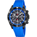 Lotus Reloj Hombre 18945/2 Vortex Caja de Acero Inoxidable 316l Negro Correa de Caucho Azul