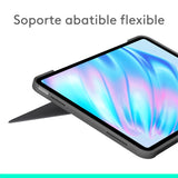 Logitech Combo Touch, iPad Air 11 in (M2 y M3), funda con teclado para iPad Air (5.a generación) - Teclado retroiluminado extraíble con soporte abatible, Disposición QWERTY Español - Gris