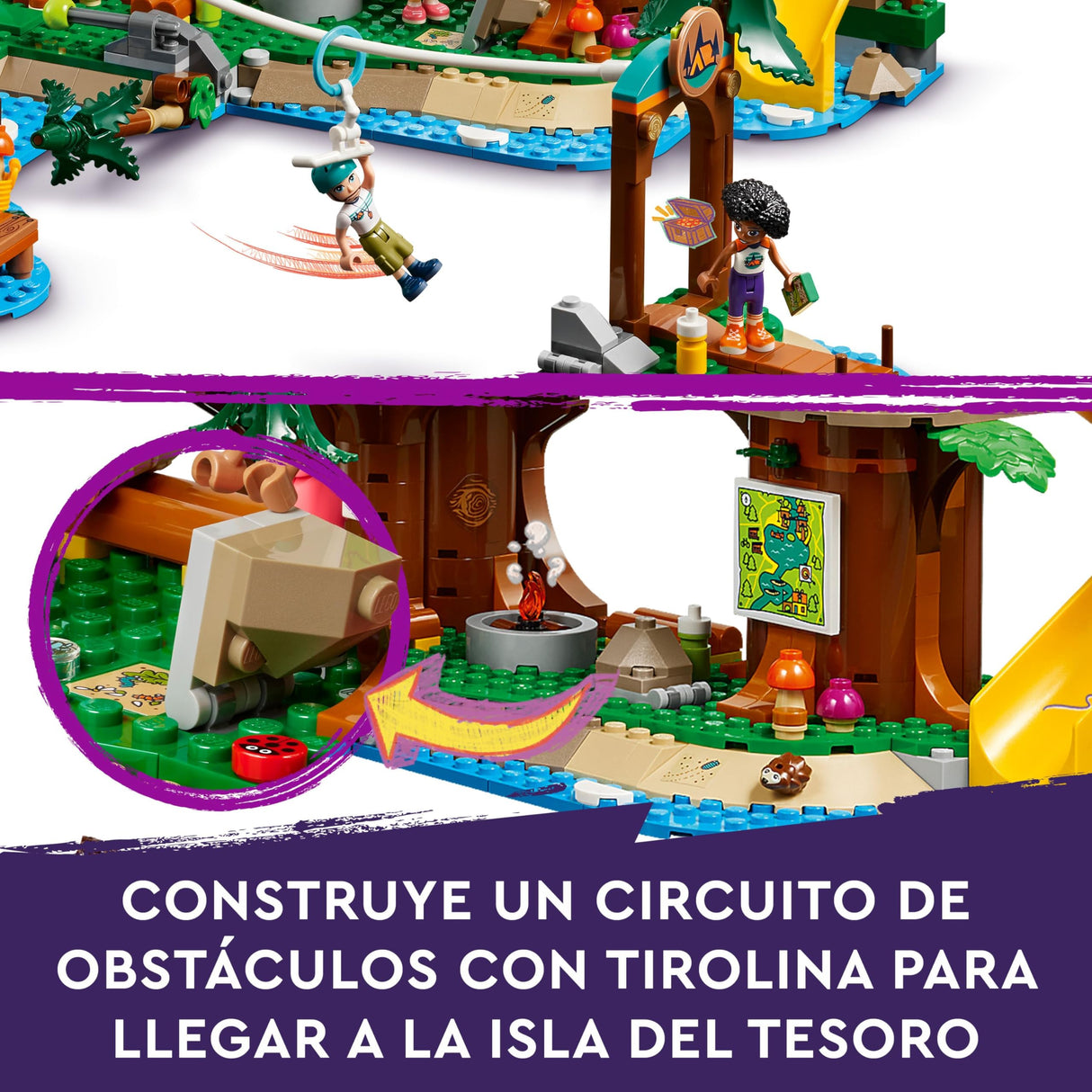 Lego Friends Campamento de Aventura: Casa del Árbol con 5 Animales de Juguete, Regalo para Niñas y Niños de 8 Años o Más, 5 Mini Muñecas y Muñecos y Figura de Búho, Casita de Muñecas 42631