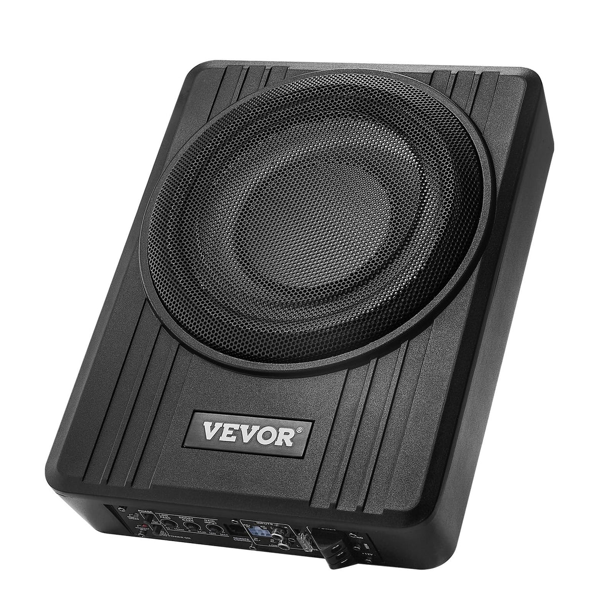 VEVOR Subwoofer para Debajo del Asiento para Automóvil 254 mm 300 W Altavoz Compacto para Coche Amplificador Incorporado Entrada Bajo Controlador de Volumen Control Remoto con Cable