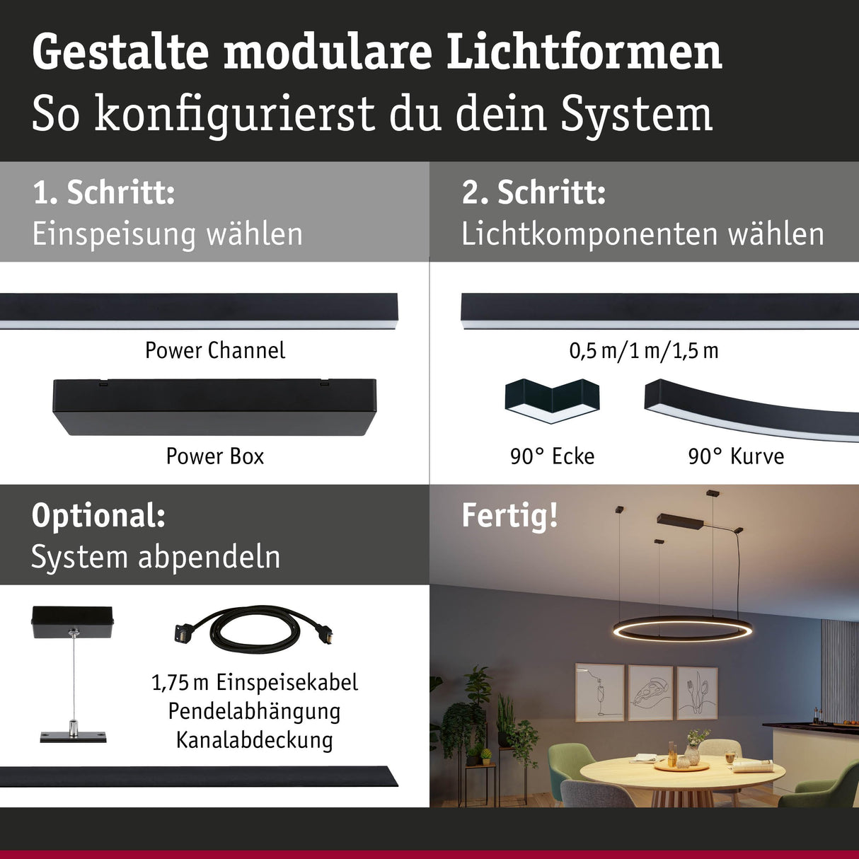 Paulmann 98181 Linion Power Channel Zigbee 230/24V 17W 1m, Señal Negra