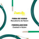 Anguila Max| Guía Pasacables| Fibra de Vidrio Reforzada| Nylon| Terminales Mixtos| Color Verde| Diámetro 3mm| 22 metros