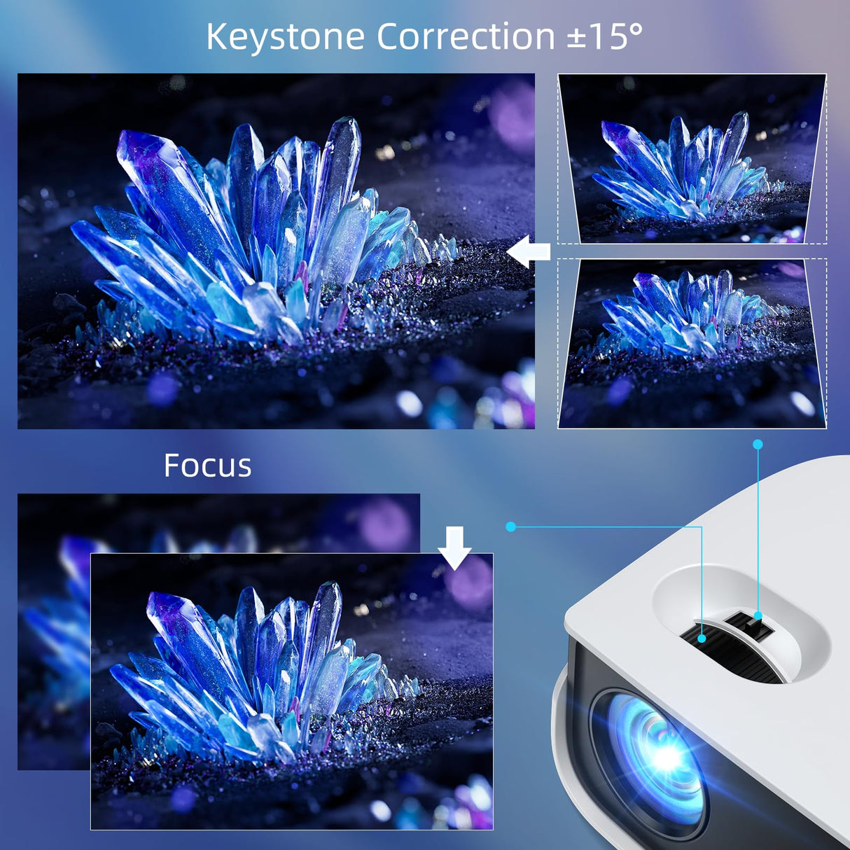 HOPVISION Mini Proyector Portatil, Videoproyector Cine En Casa Full HD 1080P, 7500L Proyector de Vídeo Auto Keystone, Compatible con HDMI, USB, AV, Teléfono/PS5/TV Stick/Portátil