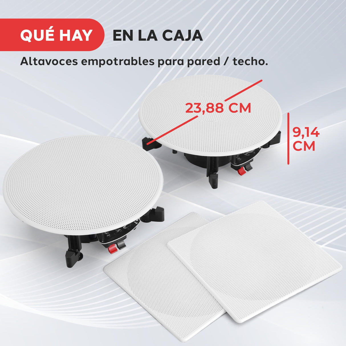 Pyle Altavoces, Pared, Techo, 2 vias, Estereo, 8”, 40Hz-20kHz, 250V