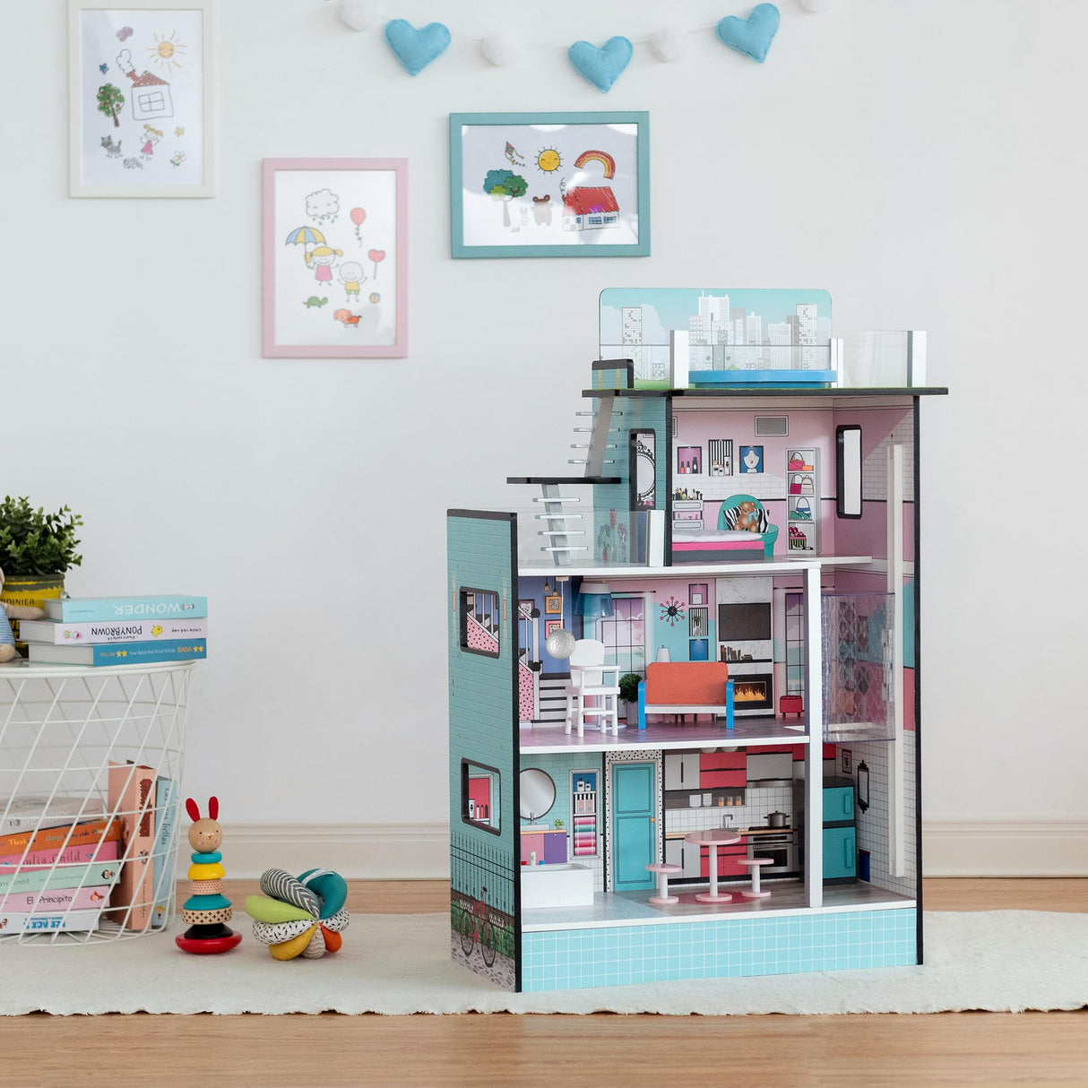 Teamson Kids LOL Estilo Barcelona Dolls House Casa de muñecas, Color Azul (TD-13111D)